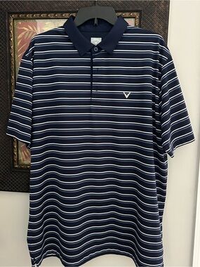 Callaway Navy and White Striped Men’s Polo